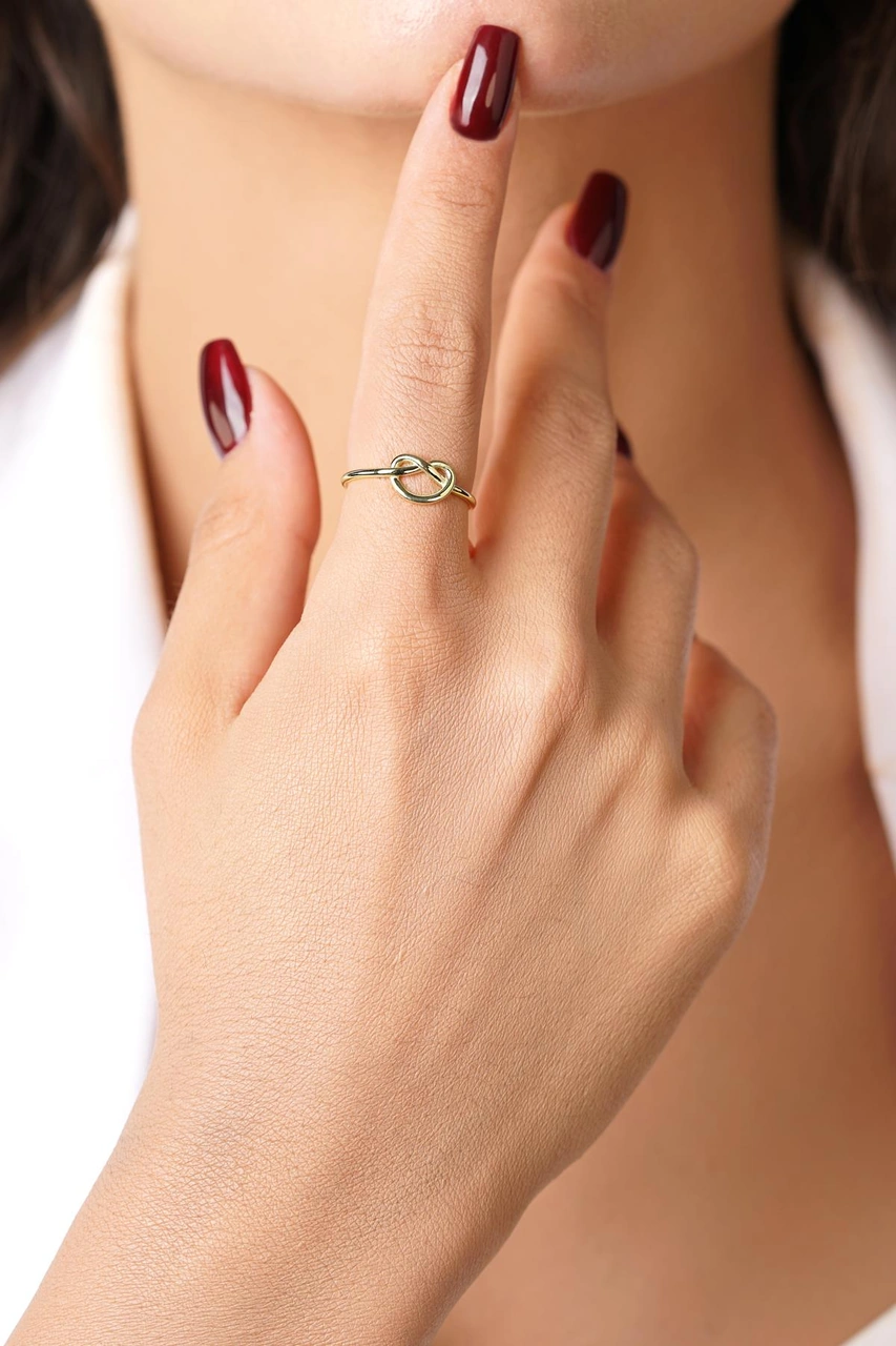 14 Ayar Altın Geniş Düğüm Yüzük Yzk6757 Beyaz Altın