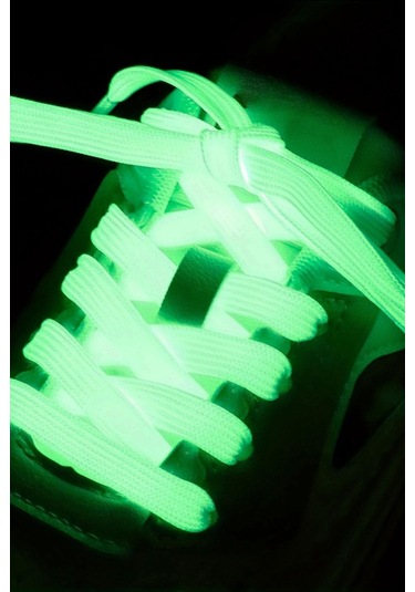 Fosforlu Neon Yeşil 1 Cm Kalınlığında 1 Çift Yassı Spor Ayakkabı Bağcığı Yeşil