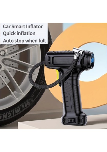 Boatshop1 120w Kablolu Kablosuz Elektrikli El Tipi Araba Hava Pompası Taşınabilir Dijital Otomatik Lastik Pompası