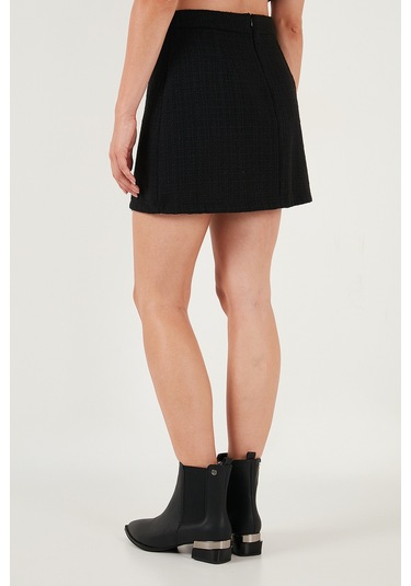 Lela Pamuk Ve Yün Karışımlı Slim Fit Mini Boy Tüvit Bayan Etek 611Au086 Siyah