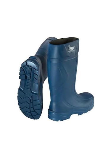 Techno Boots Poliüretan Soğuğa Dayanıklı Kısa Çelik Burunlu Mavi Çizme Mavi