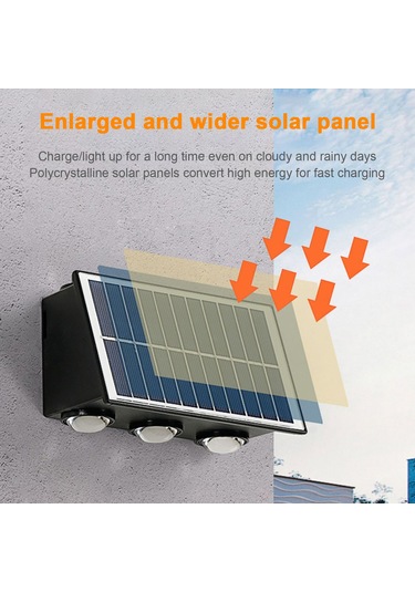 Mufunye Güneş Enerjili Dış Mekan Duvar Lambası - Ip65 Su Geçirmez Bahçe Villa Dekoratif Aydınlatma 6 Kafa Sıcak Işık Diğer