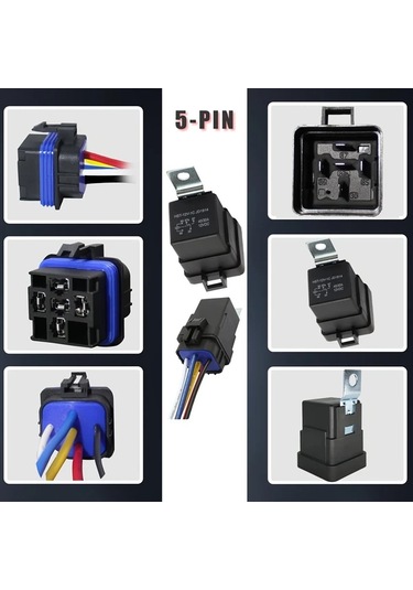 Xuweiwei Ağır Hizmet Tipi 12v 4 Pinli 5li Paket Spst Otomotiv Denizcilik Röle Kiti Ve Kablo Demeti 5 Adet 12 Awg Bakır Teller
