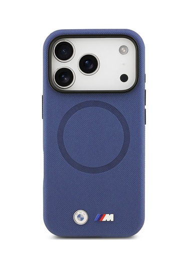 İphone 17 Pro Max Uyumlu Kılıf Bmw Lisanslı M-safeli Metal Logo Delikli M Dizayn Deri Kapak Lacivert Lacivert