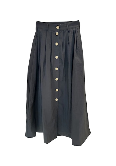 4163 Düğme Detay Etek Siyah