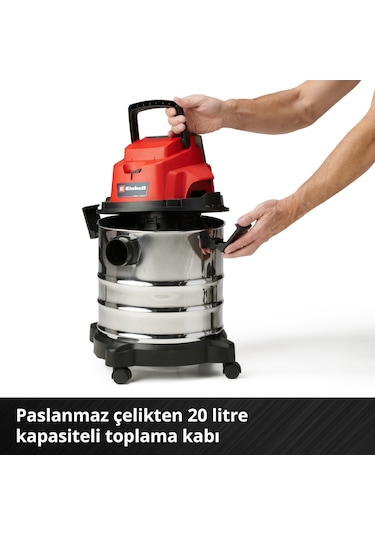 Einhell TC-VC 18/20 Li S - Solo, Akülü Islak/Kuru Süpürge (Akü ve şarj cihazı dahil değildir) - 2347130