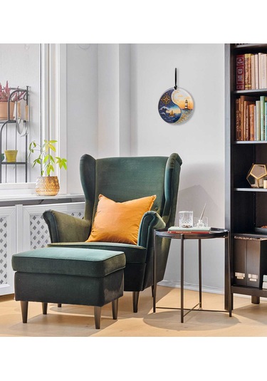 30 Cm Çap - Deniz Feneri, Pusula, Tekne Füzyon Cam Duvar Süsü