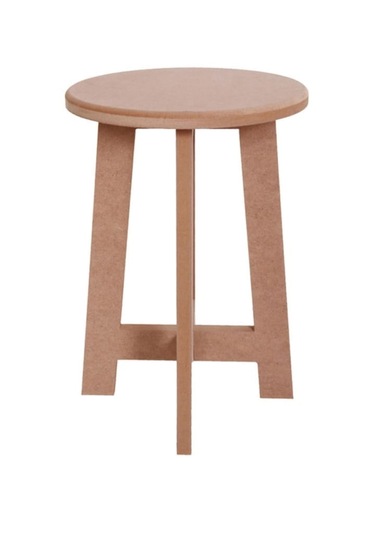 Boyanabilir Ahşap Mdf Yuvarlak Demonte 3' Lü Tabure Seti