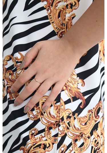 Kadın Desenli Kısa Kollu Elbise 5167-23 001