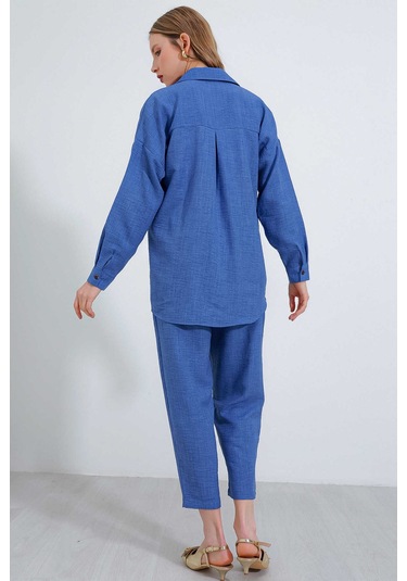 Gabria Keten Ön Düğmeli Takım Indigo