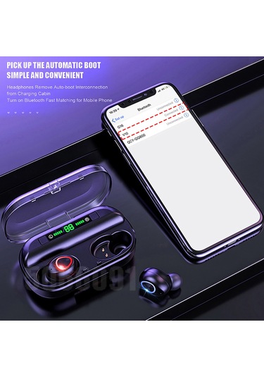 V10 Tws Bt 5.0 Kablosuz Kulaklık Stereo Kablosuz Mini Kulaklıklar Hifi Ses Kulaklık 2400mah Güç Bankası Telefon Tutucu Güç Göstergesi Yok