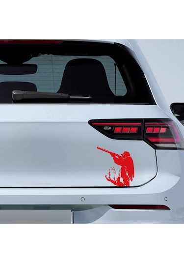 Avcı Sticker - Av Sticker - Hunter Sticker - 20cmx20cm- Kırmızı