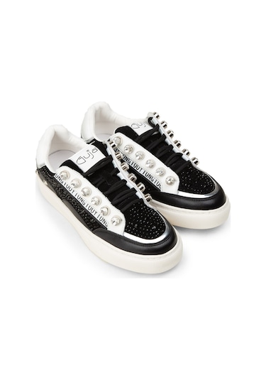 Deery Kadın Hakiki Süet Siyah Taş Detaylı Sneaker - 26273zsyhc01