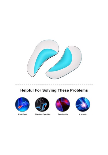 Qingmipy Düz Taban Destekleyici Jel Ayaklık - Plantar Fasiit Ve Ağrı Giderici - Mavi S Beden