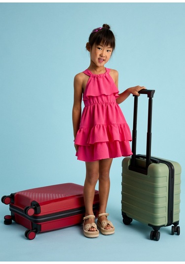 Mayoral 3933 Kız Çocuk Fuşya Fırfırlı Elbise Fuşya