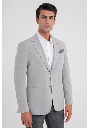 C 698 Ceket Regular Fit Gri-1 Casual Gri