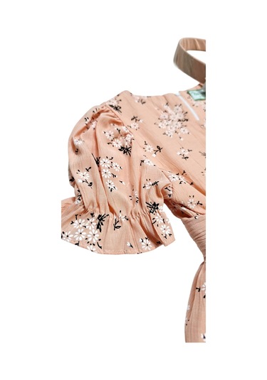 Saç Aksesuarlı Çiçekli Kız Çocuk Elbise SOMON