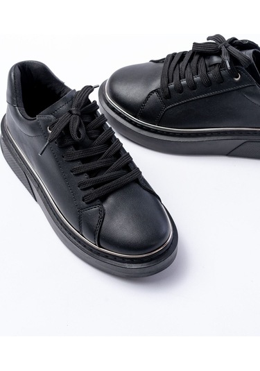Rs-2435 Siyah Platin Bağcıklı Dikişli Günlük Spor Ayakkabı Beyaz