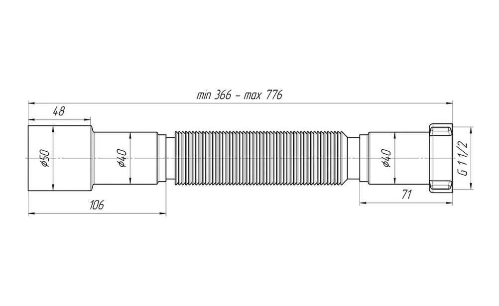 Anı Plast Mutfak Lavabosu İçin Sifon, Oluklu 1 1/2"x40/50 Mm 316842624