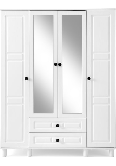 Feyzan Mdf 4 Kapılı Dolap-beyaz