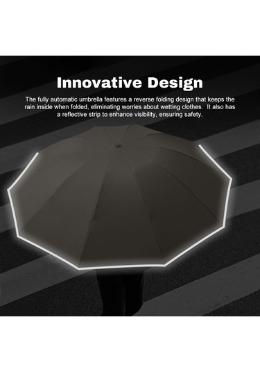 Moveevo Otomatik Açık-kapat Çift Kullanimlı Şemsiye, 10 Fiber Iskeleli Rüzgar Dayanıklı, Ters Katlanabilir Tasarım, 280t Dokuma, Soğuk Yeşil