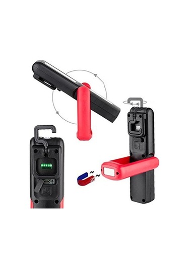 Ulzyvf Createtech Siyah Taşınabilir Led Fener, Mıknatıslı Cob Ab Şarjlı Siyah