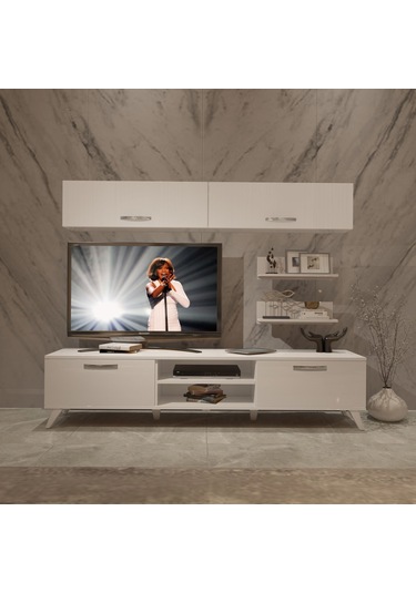 Decoraktiv Eko 5 Slm Dvd Retro Tv Ünitesi Tv Sehpası Beyaz