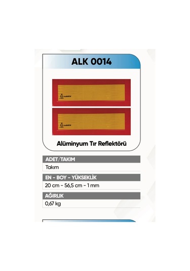 Alkotek Tır Arka İşaret Reflektör Alüminyum Rr