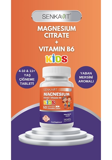 Senkavit Kids Magnezyum Sitrat Ve B6 İçeren 60 Çiğneme Tableti