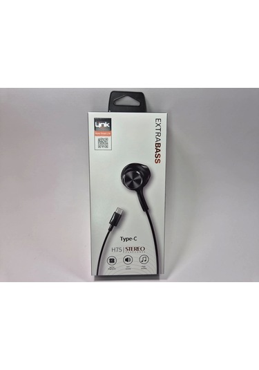 Linktech Ekstra Bass Kablolu Kulaklık , Linktech H75 Siyah Type-c Mikrofonlu Metal Kablolu Kulaklık Universal