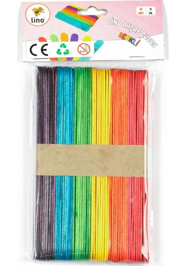 Ahşap Çubuk Renkli 15cm 50'li