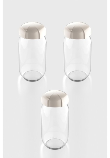 Renga Rhea 1000 Ml Bej Kapaklı 3'lü Cam Kavanoz Seti 131012 Bej