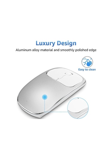 Prestigegoods Tip-c Adaptörlü 2.4g Kablosuz Optik Mouse, Şarj Edilebilir, Alüminyum, Usb & Type-c Uyumlu Diğer