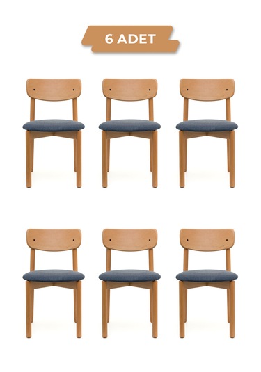 Keynote Natural Ahşap 6'lı Mutfak Salon Yemek Odası Sandalyesi
