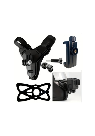 Cordial Abs Malzeme Aksiyon Kamerasi Kask Çene Montajı Mavi Ayarlanabilir Motor Bisiklet Başlığı Mavi