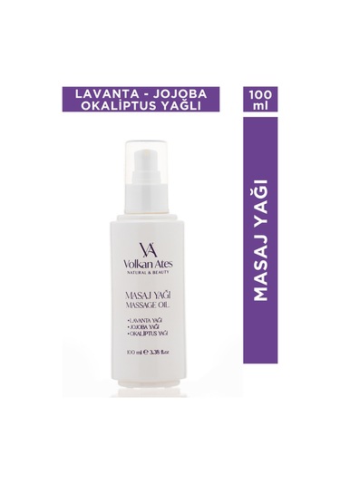 Volkan Ates Natural & Beauty Lavanta & Jojoba & Okaliptus Masaj Yağı Cam Şişe 100 ML