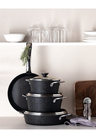 Madame Coco Titanium 7 Parça Tencere Seti Noir - Siyah Tncr0000000040