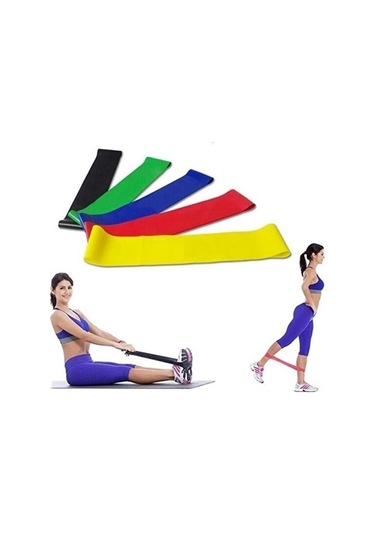 Aerobik Bant 5 Li Kademeli Dirençli Spor Lastik Seti Çok Renkli