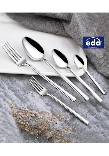 Eda Marmara 60 Parça 12 Kişilik Çatal Kaşık Seti 1810 Cr-ni Gümüş