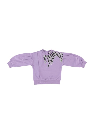 Panço Kız Çocukbaskı Detaylı Sweatshirt Mor 2321gb08023-1461 001