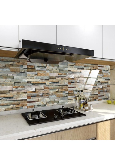 Sones 12 Adet 10 X 20 Cm Tuğla Desenli Kristal Film Parlak Fayans Sticker Zemin Stickerı Kit037 Diğer