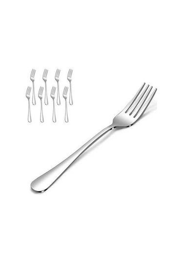 Besthome1 8 Adet 18/10 Ayna Paslanmaz Çelik Salata Çatalı Seti - Uzun Saplı, Aile Ve Restoran İçin Ev Gereci Gümüş Gümüş