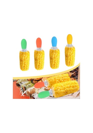 Pazly Turuncu Barbekü Mısır Tutucu Seti Paslanmaz Çelik Tpr Saplı 2'li Izgara Çatalı Pimi Turuncu