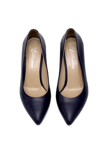 Elit Selestia Kadın Hakiki Deri Stiletto Lacivert Lacivert