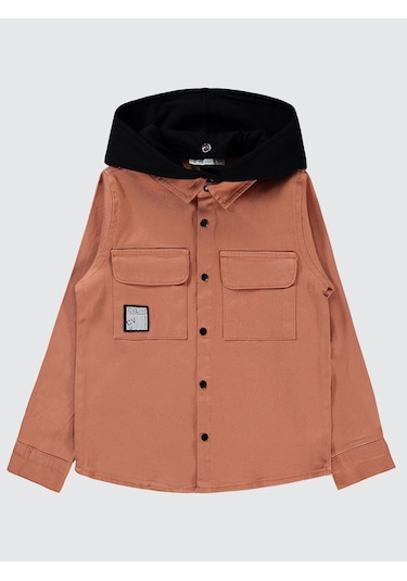 Civil Boys Erkek Çocuk Kapşonlu Gömlek 6-9 Yaş Kiremit Kiremit