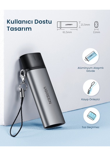 Ugreen 2-in-1 Usb-c Sd, Tf Otg Kart Okuyucu Adaptör, 50704