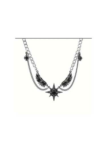 Dükkan Design Çelik Çoklu Yıldız Gotik Kolye Siyah