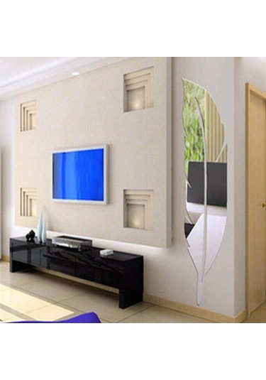 Dianziye Büyük Boy Gümüş Renkli Plastik Duvar Stickerı - Koruyucu Filmi Kaldırınca Parlak Ayna Efekti Gümüş