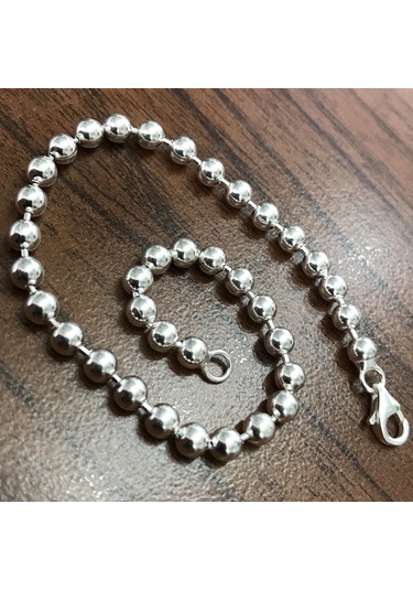 Gümüş Top Erkek Bileklik Zincir 20Cm 9Gr 4Mm Msn19B