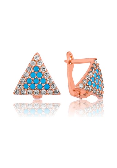 Supertrend Gümüş Mavi Üçgen Küpe Gümüş